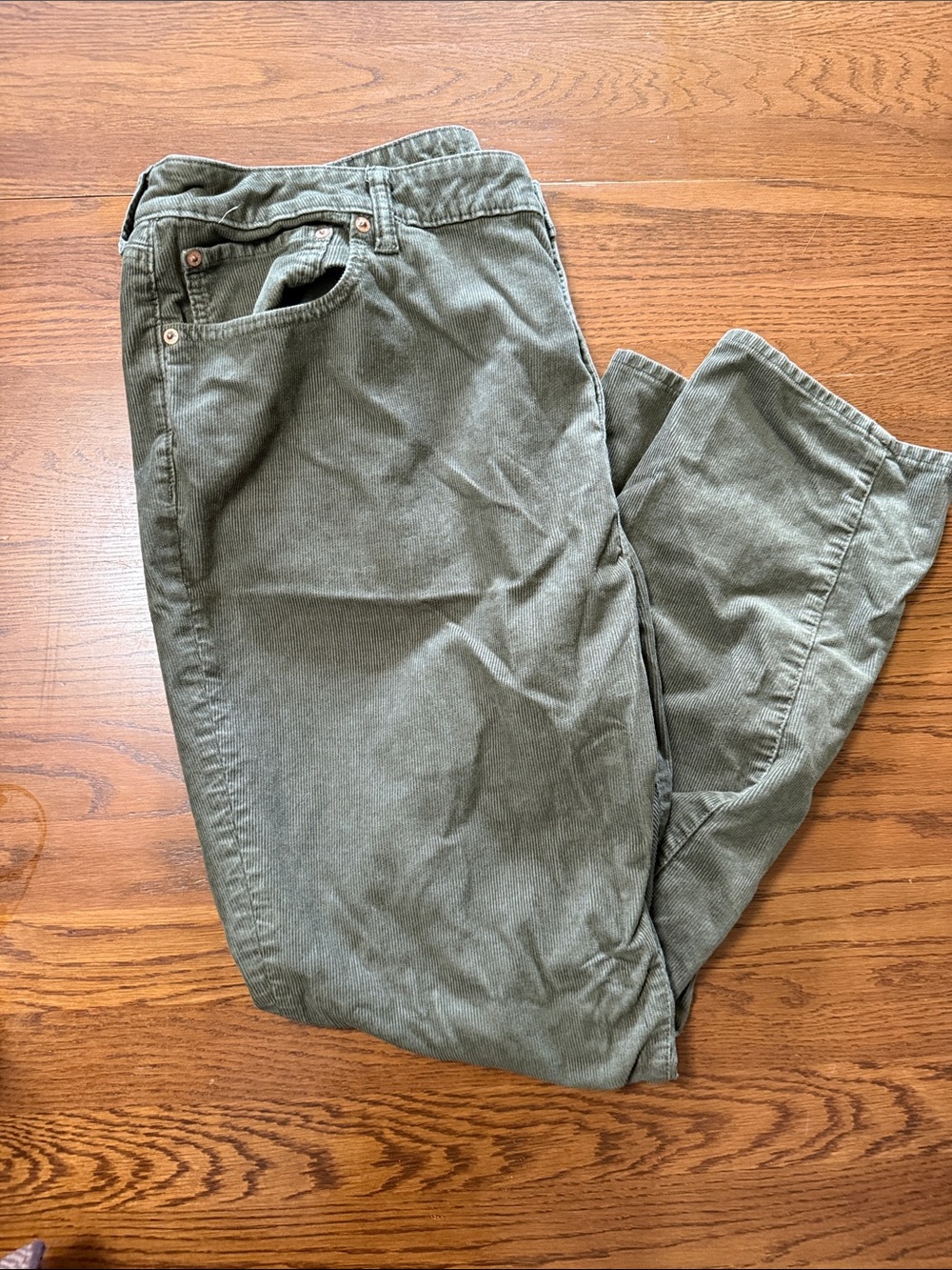 Men's Olive Green Corduroy Pants - Flex Fit
